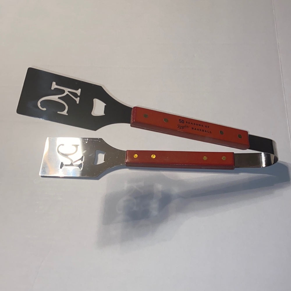 KC Royals 50 seasons of baseball stainless steel tongs and bottle opener